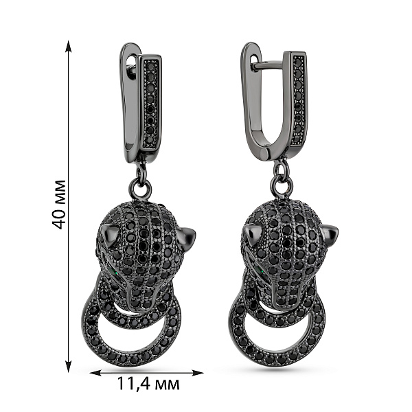 Срібні сережки з чорними фіанітами (арт. 7502/10177ччаз) – зображення 2