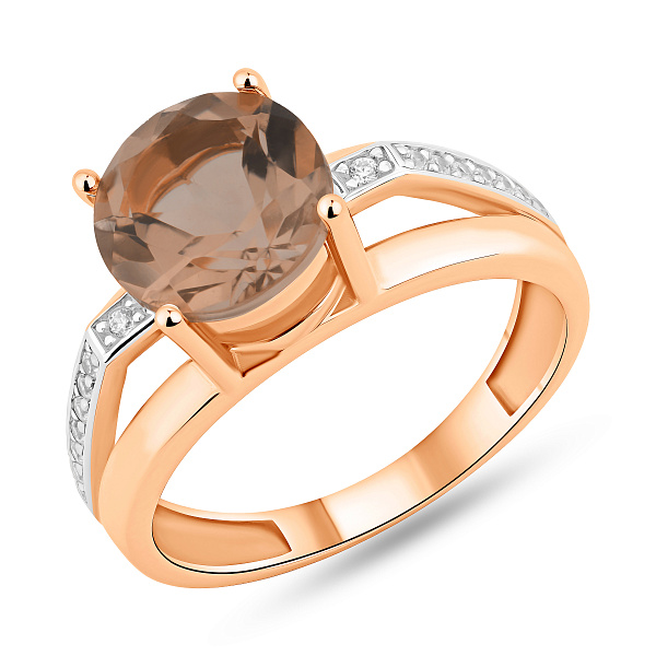 Золотое кольцо с кварцем и фианитами (арт. 140638Пкр) – изображение 1