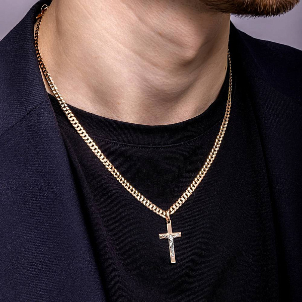 Золотой нательный крестик с распятием  (арт. 500673) – изображение 3