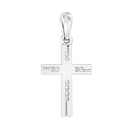 Хрестик з білого золота з фіанітами (арт. 440635б)