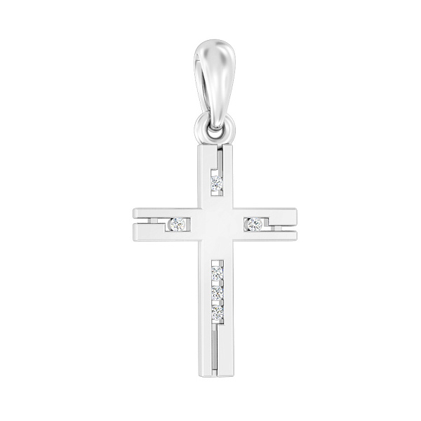 Хрестик з білого золота з фіанітами (арт. 440635б) – зображення 1