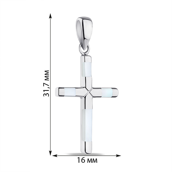 Крестик из серебра с перламутром (арт. 7503/3857п) – изображение 2