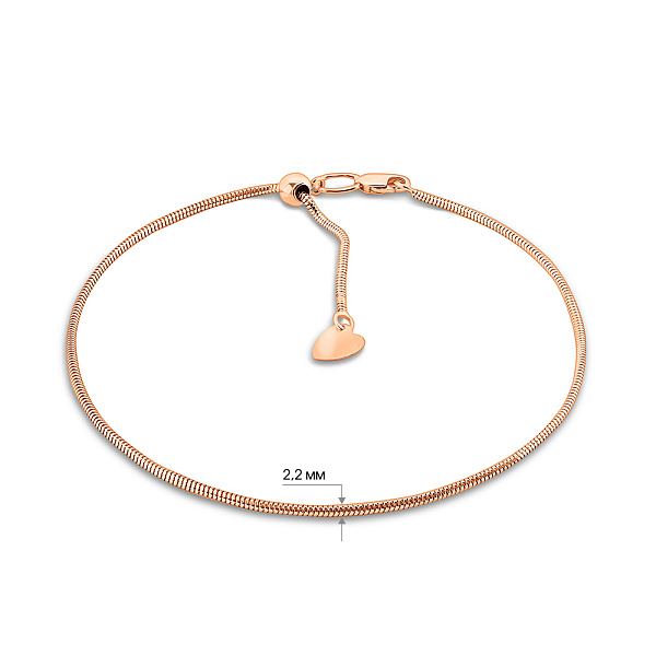 Браслет из красного золота плетение Снейк (арт. 314202з) – изображение 2