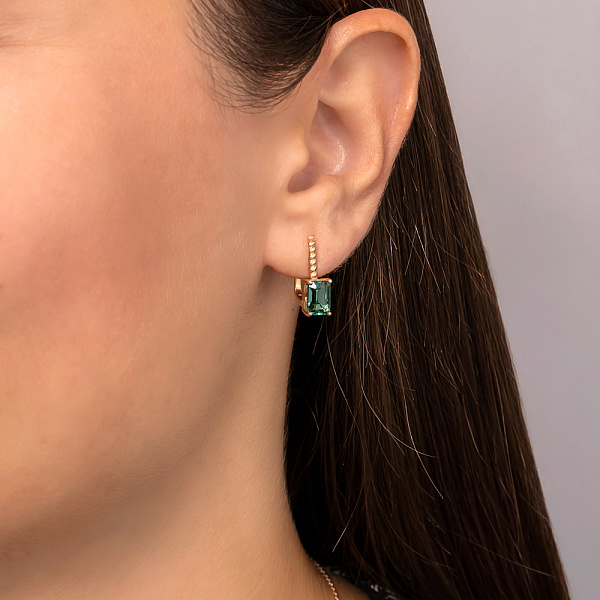 Золотые серьги с кварцем (арт. 111376Пз) – изображение 3