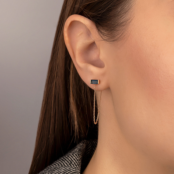 Сережки з червоного золота з топазом Лондон (арт. 110098Пл) – зображення 2