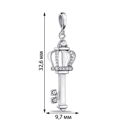 Серебряный кулон Ключ с фианитами (арт. 7503/П2Ф/1075)