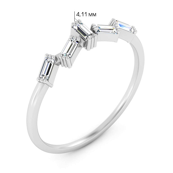 Тонкое кольцо из белого золота с бриллиантами (арт. К011775020б) – изображение 2