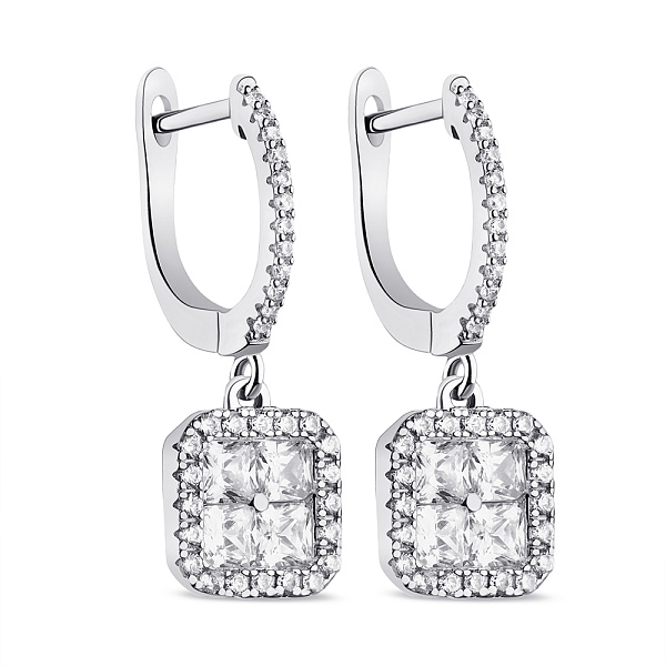 Серебряные серьги-подвески с фианитами (арт. 7502/9057) – изображение 1