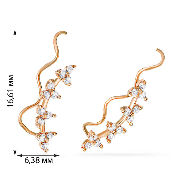 Золоті сережки-клаймбери з фіанітами (арт. 110171) – зображення 4