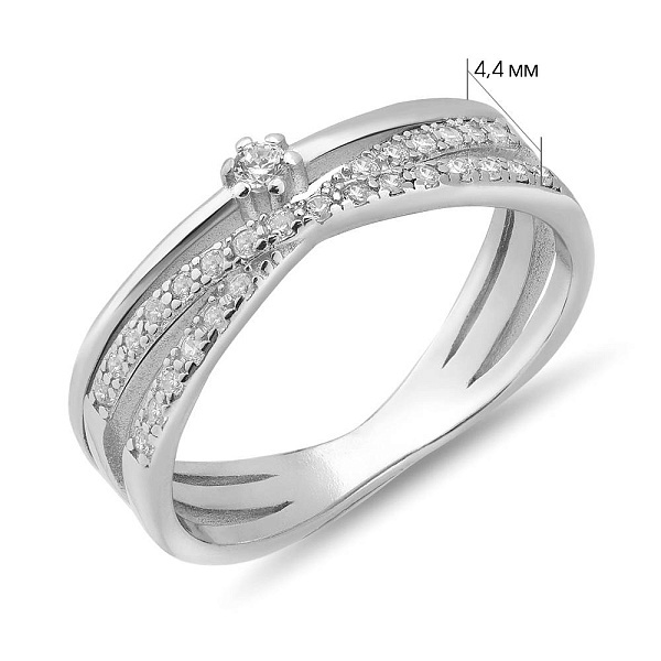 Серебряное тройное кольцо с дорожкой из фианитов (арт. 7501/8208) – изображение 2