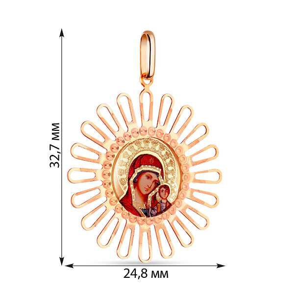 Ладанка Дева Мария и Иисус из красного золота (арт. 422586) – изображение 2