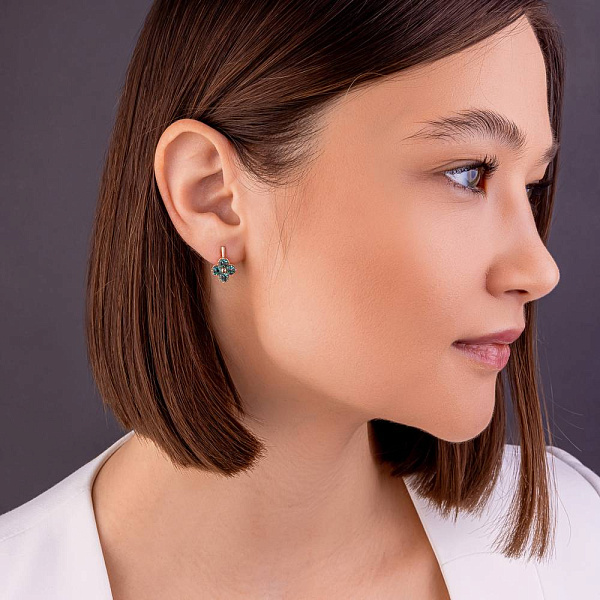 Золоті сережки з кварцом (арт. 111246Пз) – зображення 3