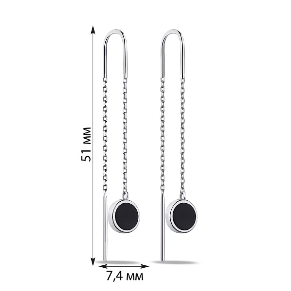 Серебряные серьги-протяжки с ониксом (арт. 7502/А198осю) – изображение 2