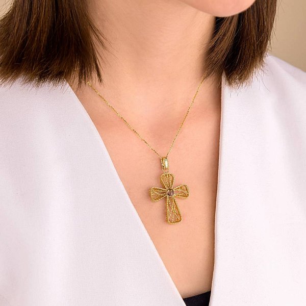 Золотий хрестик Francelli з фіанітом (арт. 424354ж) – зображення 2