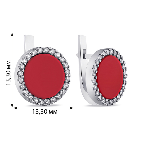 Серебряные серьги с кораллом (арт. 7502/А223Крксю) – изображение 2