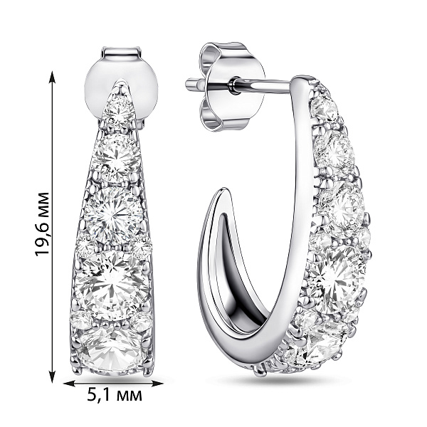 Серебряные пусеты с фианитами (арт. 7518/7312) – изображение 4