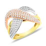 Кольцо из комбинированного золота с фианитами (арт. 151865ж)