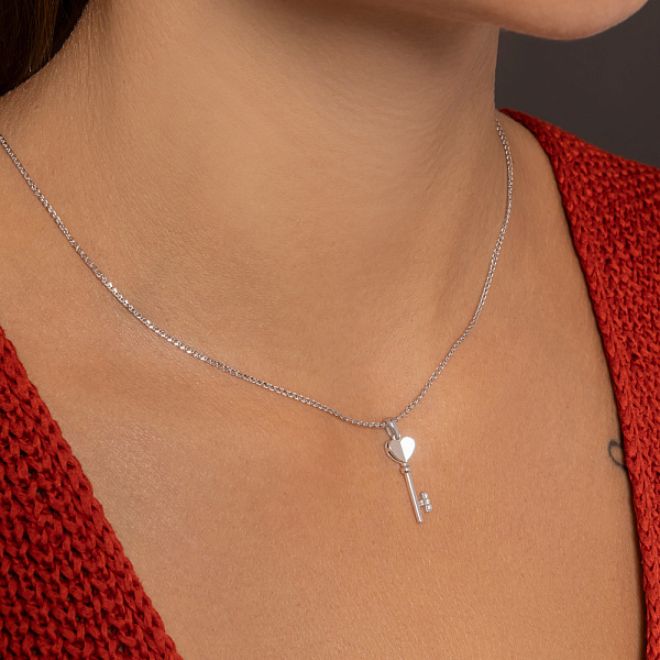 Золота підвіска Ключик з фіанітами (арт. 440605б) – зображення 2