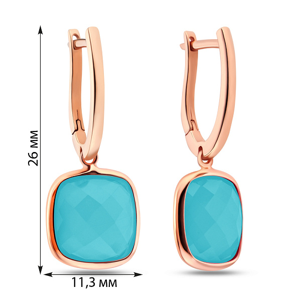 Золоті сережки з підвісками з кварцу (арт. 106322Пкгм) – зображення 2