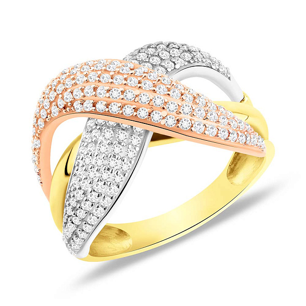 Кольцо из комбинированного золота с фианитами (арт. 151865ж) – изображение 1