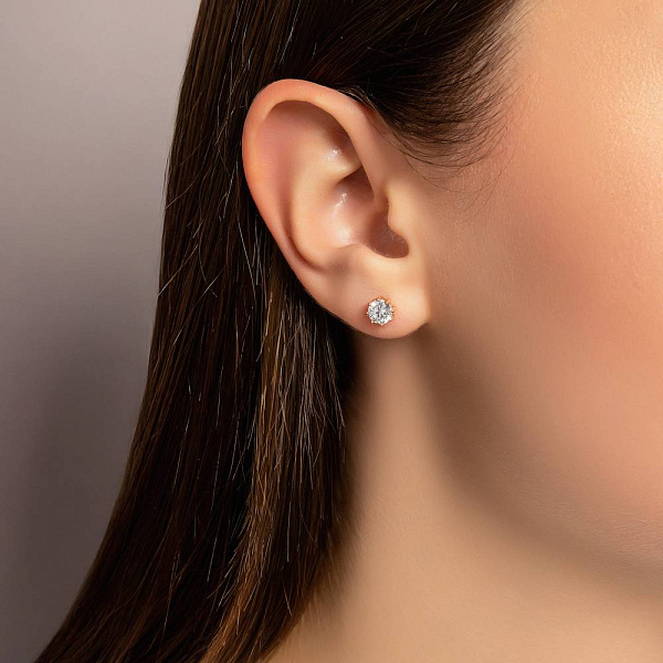 Пусети з червоного золота з фіанітами (арт. 110866) – зображення 3