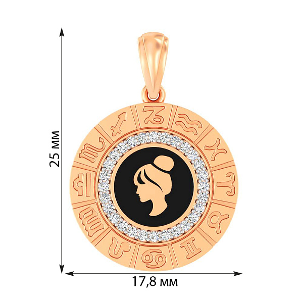 Золотой подвес "Дева" с фианитами и эмалью (арт. 440681ечд) – изображение 6