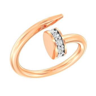 Незамкнутое золотое кольцо "Гвоздь" с фианитами (арт. 140874)