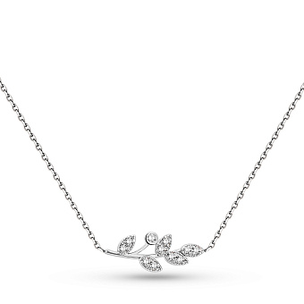 Колье Веточка из белого золота с бриллиантами (арт. Ц011471005б)