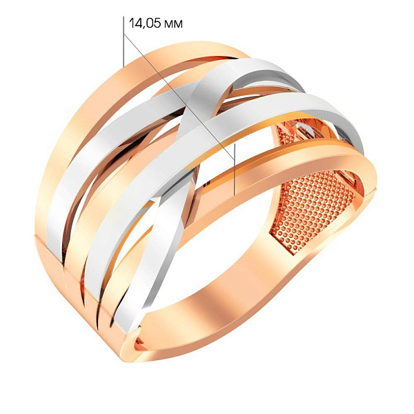 Каблучка Синергія з червоного та білого золота (арт. 140732) – зображення 4