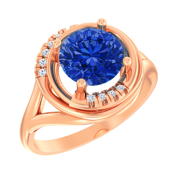 Золотое кольцо с кварцем и фианитами (арт. 142000ПСс) – изображение 1