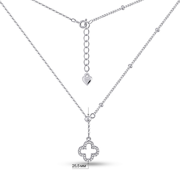 Серебряное колье Клевер с фианитами (арт. 7507/2221/10) – изображение 3