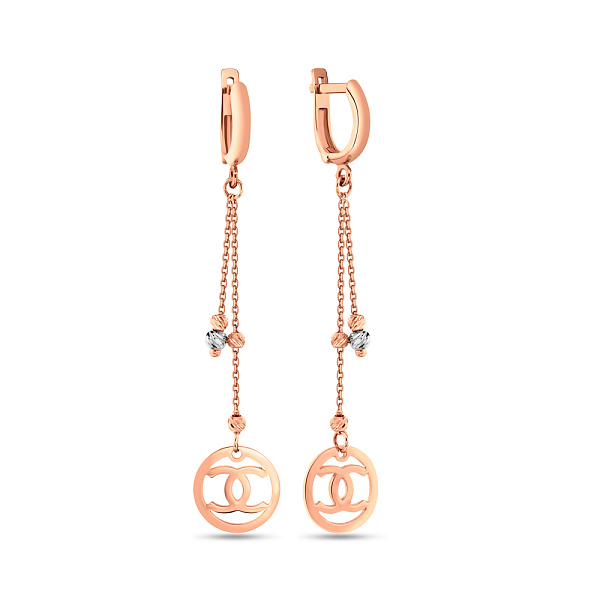 Серьги-подвески из красного и белого золота (арт. 106527кб) – изображение 1