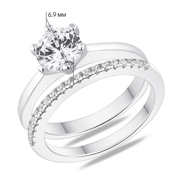 Серебряное двойное кольцо с фианитами (арт. 7501/8532) – изображение 4