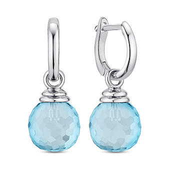 Серебряные серьги-подвески с крупным голубым фианитом (арт. 7502/2184737цг)