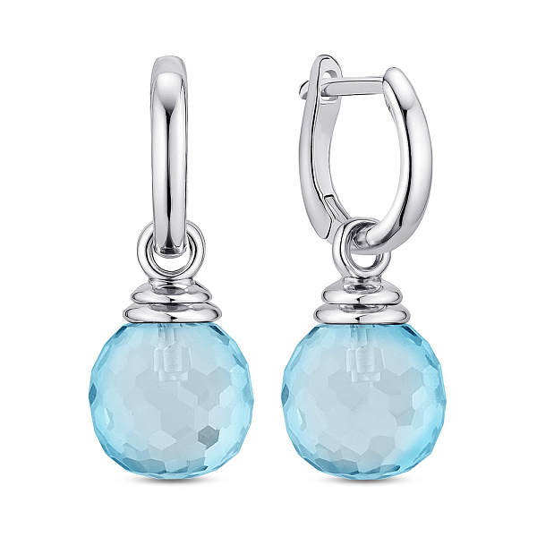 Серебряные серьги-подвески с крупным голубым фианитом (арт. 7502/2184737цг) – изображение 1