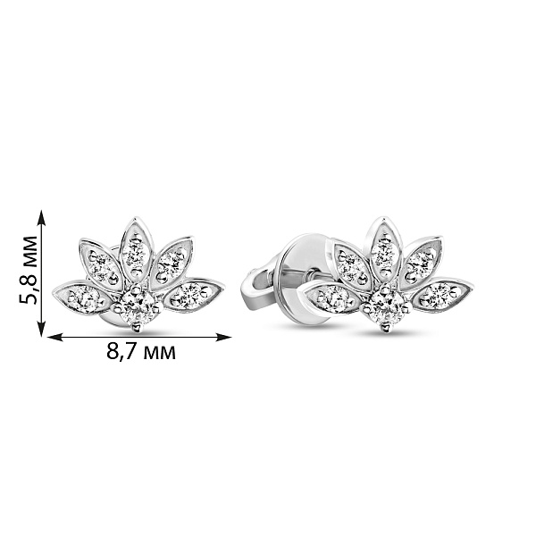 Сережки-пусети з білого золота з діамантами (арт. Т011406020б) – зображення 2