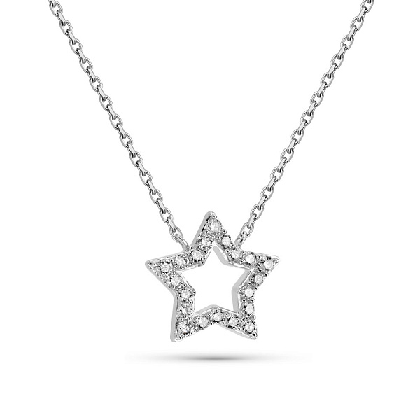 Колье Звезда из белого золота с бриллиантами (арт. Ц341293015б) – изображение 1