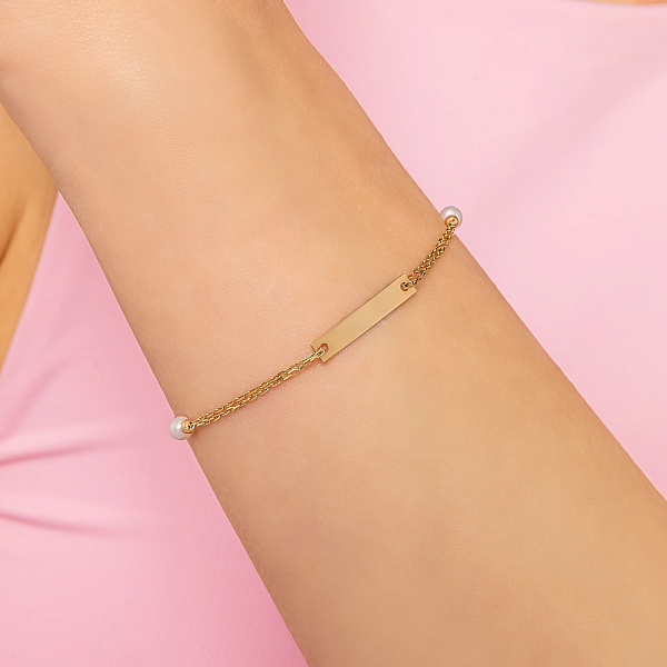 Браслет з жовтого золота з перлами (арт. 324010жпрлб) – зображення 3