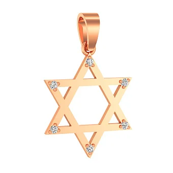 Золотая подвеска «Звезда Давида» с фианитами (арт. 440351)