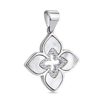 Фото Срібний підвіс Квітка з перламутром (арт. 7503/4627/15п)