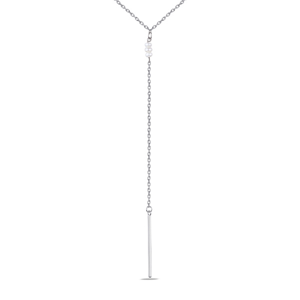 Кольє-краватка зі срібла з перлами (арт. 7507/1764жб) – зображення 1