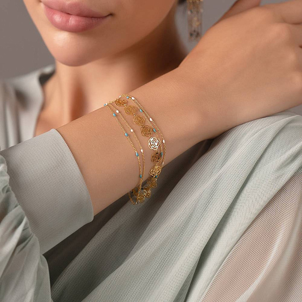 Браслет Francelli из желтого золота с голубой и белого эмалью (арт. 3261042жегб) – изображение 3