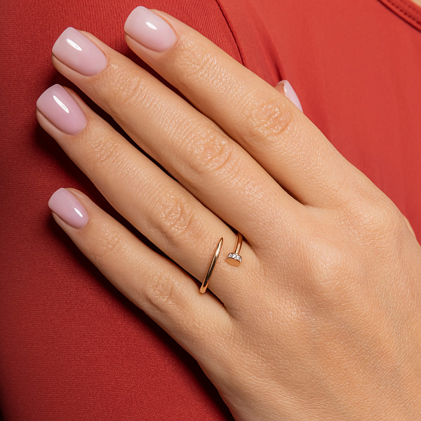 Каблучка з золота Цвях з фіанітами (арт. 141175) – зображення 2