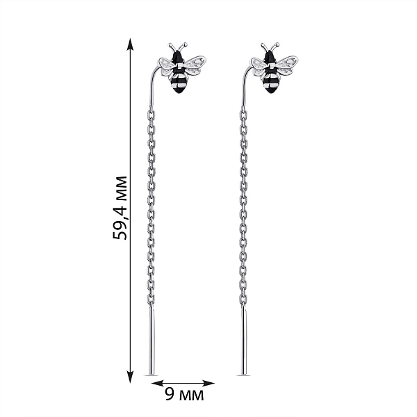 Сережки-протяжки зі срібла (арт. 7502/С2Ч/1326еч) – зображення 2