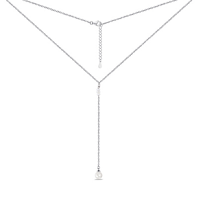 Колье-галстук из серебра с жемчугом (арт. 7507/1766жб)