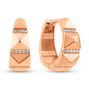 Сережки-кільця з червоного золота з фіанітами (арт. 1091462)