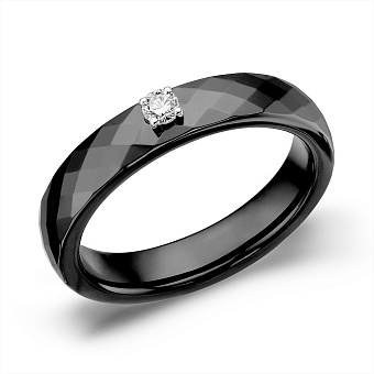 Кольцо из керамики и золота с бриллиантом (арт. К011768010бча)