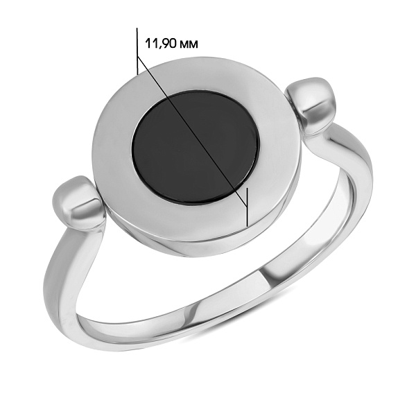 Кольцо из белого золота с ониксом (арт. 153352бо) – изображение 2