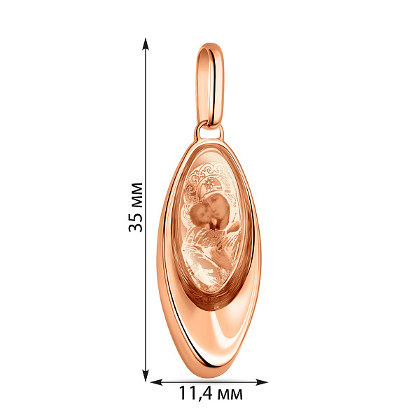 Ладанка из красного золота "Божья Матерь с младенцем" (арт. 404800В) – изображение 2