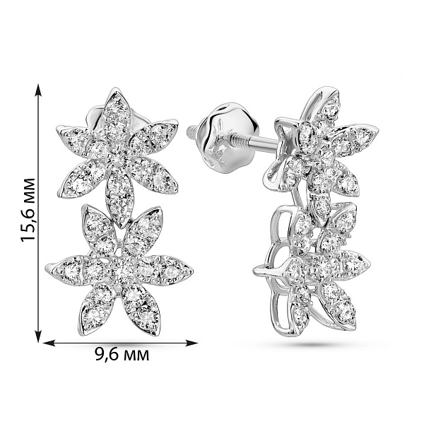 Серьги-пусеты из белого золота с бриллиантами (арт. С341611060б) – изображение 2
